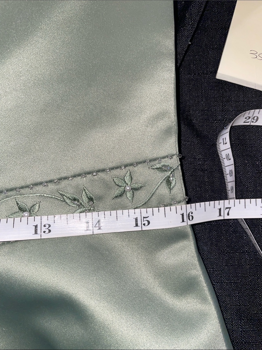 Elegant Sage Green Mother of the Bride/ Groom Wedding Dress with Beaded Trim - Picture 8 of 9